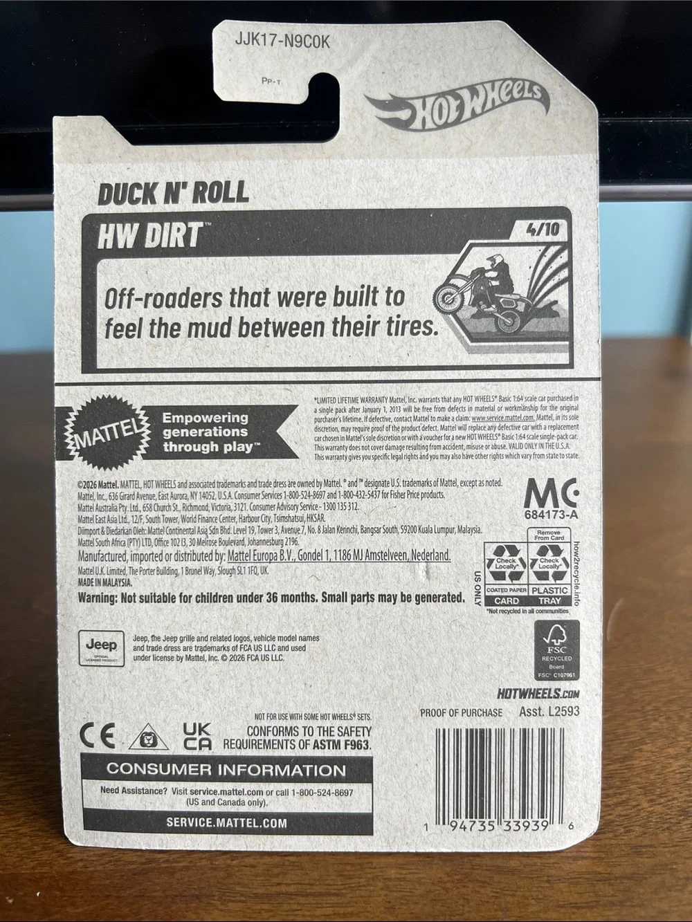 HW Dirt Duck N’ Rollff Hot Wheels- Orange & Yellow